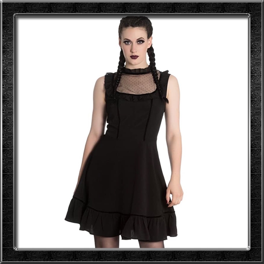 Spin Doctor Hell Bunny Black Lace Frill Dress - Picture 1 of 2